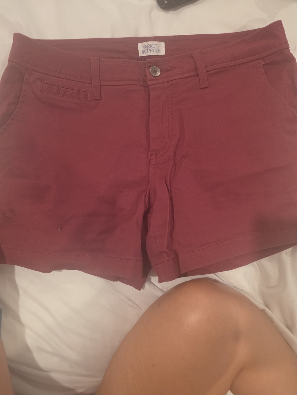 Market & Spruce Women's Wine Red Stretch Cotton Shorts